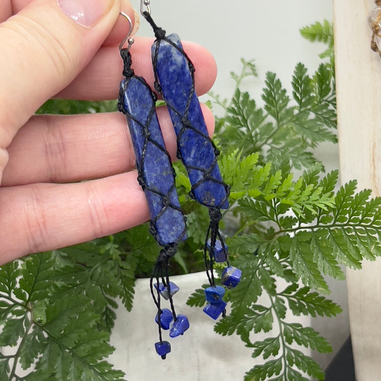 Lapis Lazuli Macrame Earrings