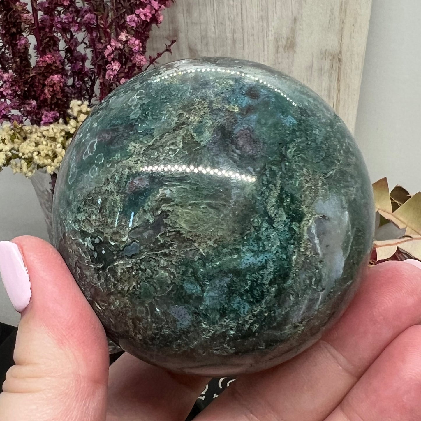 Moss Agate Sphere - Half a kilo of Earthy Beauty