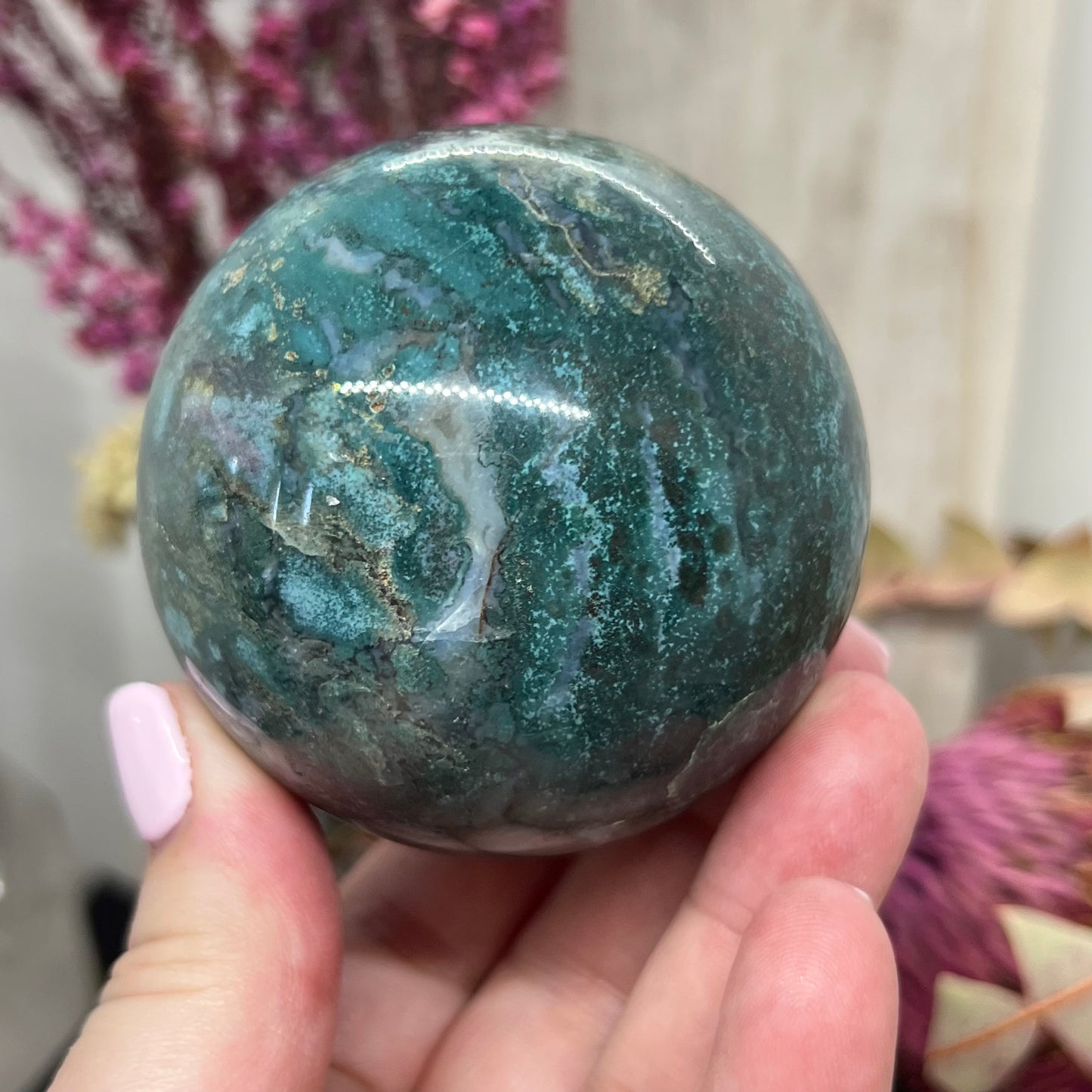 Moss Agate Sphere - Half a kilo of Earthy Beauty