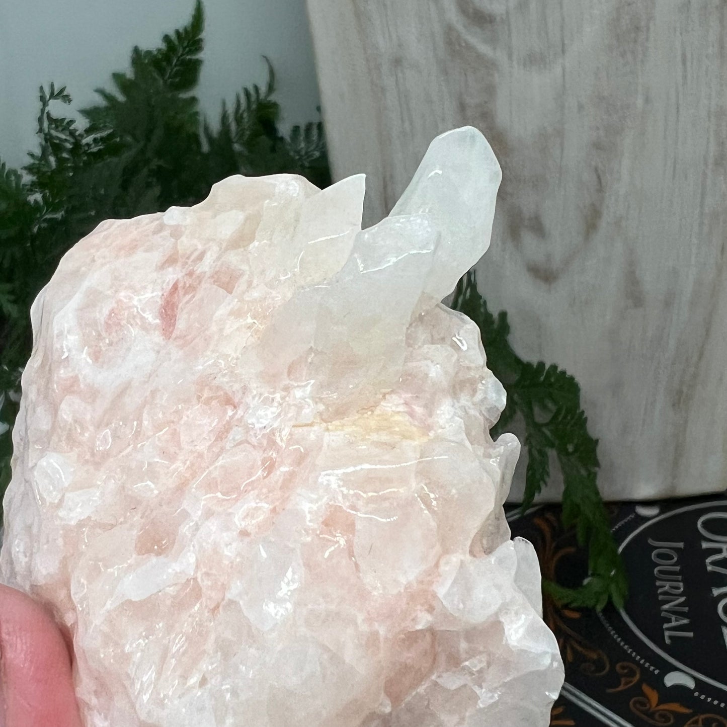 Pink Calcite Crystal - Large Rough Pale Pink Calcite Crystal Chunk