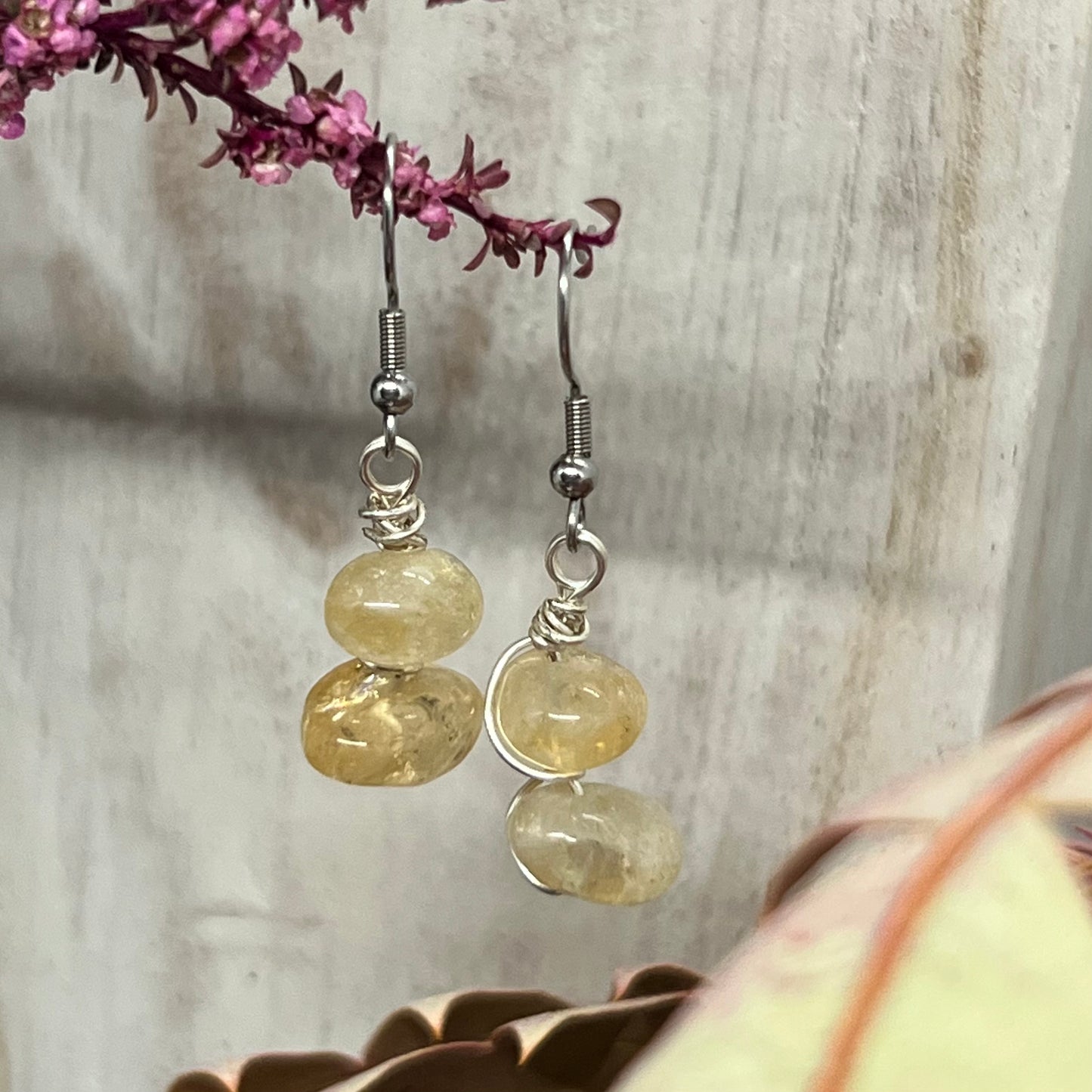Citrine Wire Wrapped Earrings