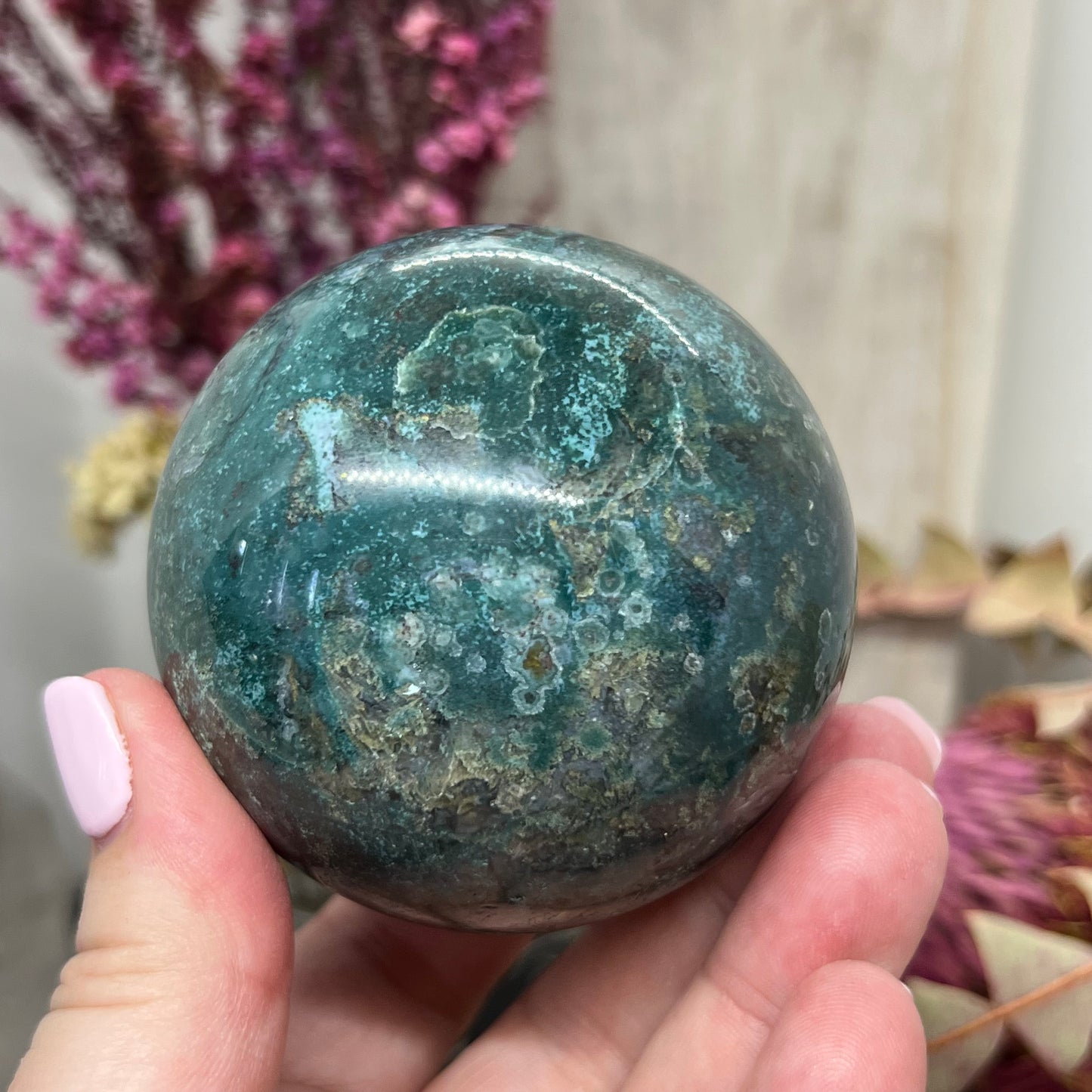 Moss Agate Sphere - Half a kilo of Earthy Beauty