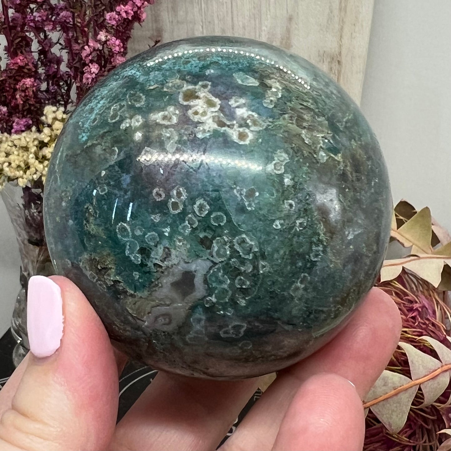 Moss Agate Sphere - Half a kilo of Earthy Beauty