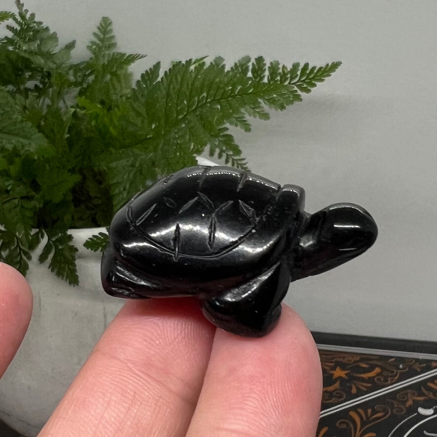 Obsidian Turtle Carving