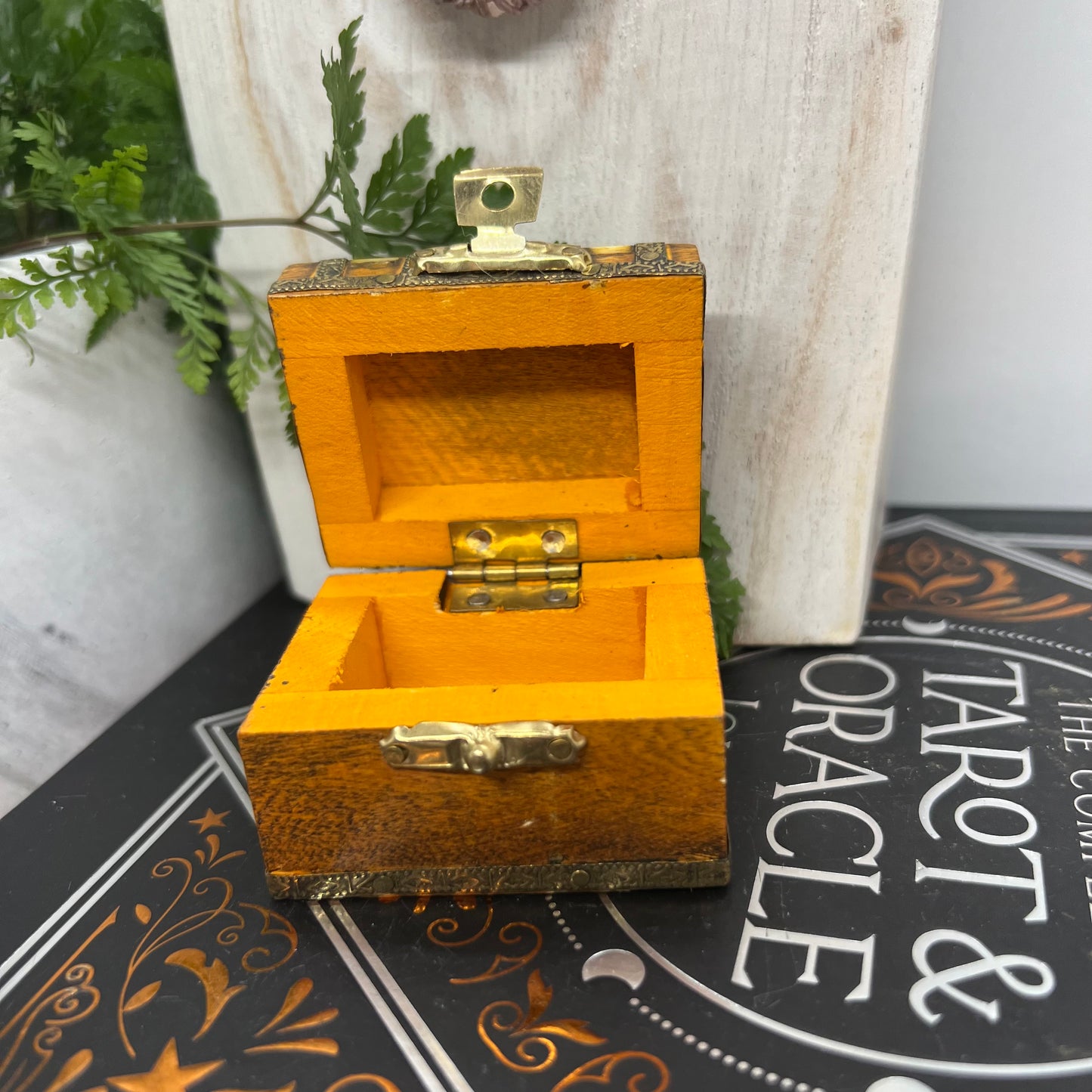Wooden Treasure Chest, Cute, small Jewellery Box - Yellow