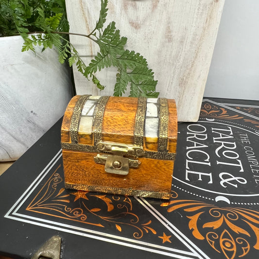 Wooden Treasure Chest, Cute, small Jewellery Box - Yellow