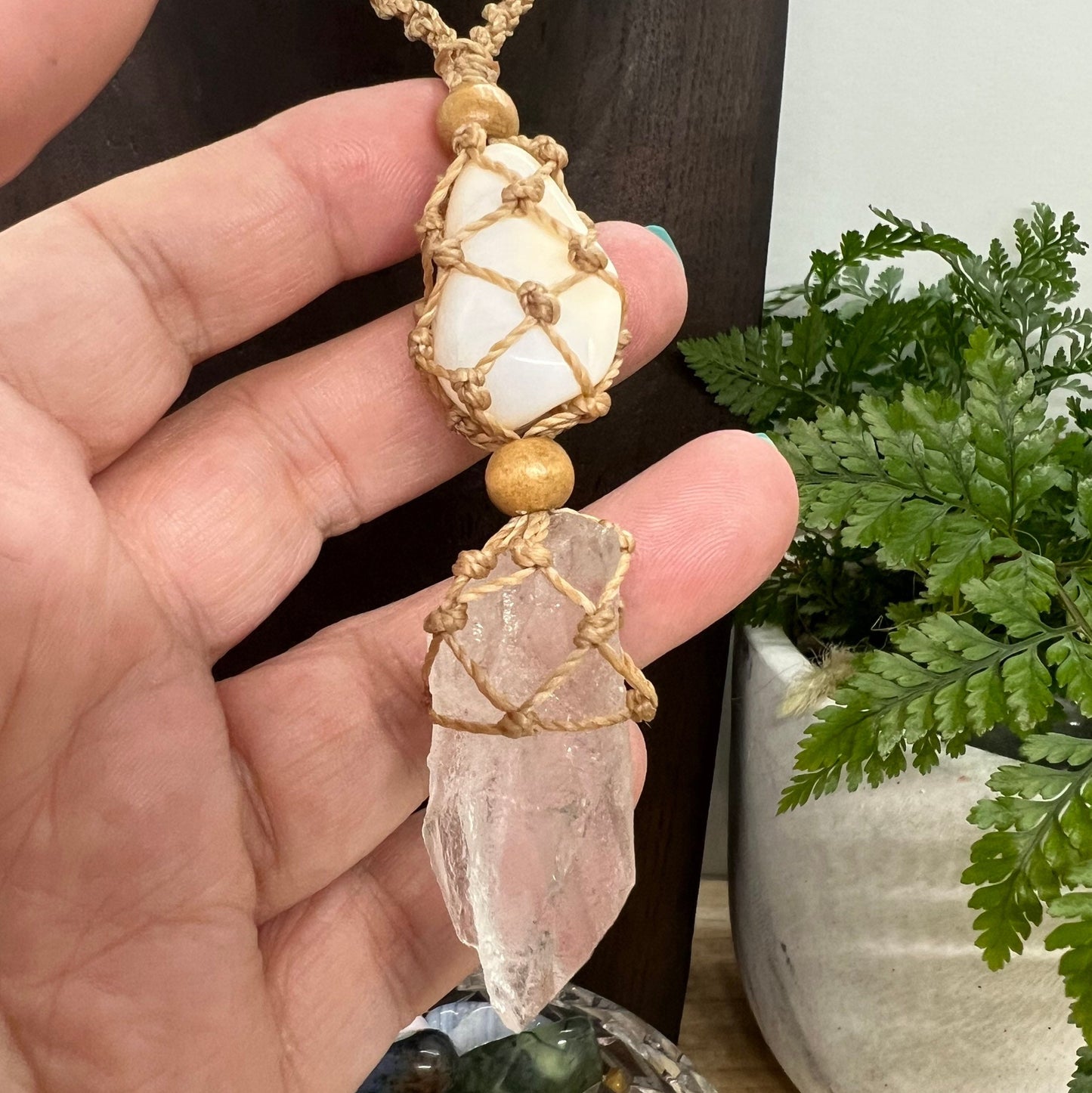 ‘Soul Speak’ Lemurian Root Quartz and White Opal